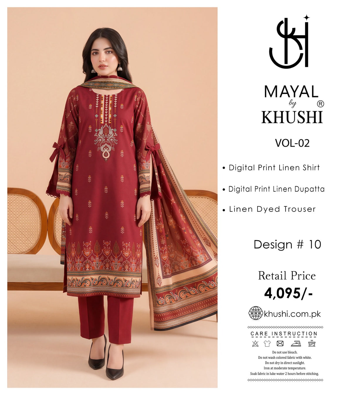 Mayal By Khushi Digital Printed Lelan 3pcs Unstitiched Suit 002064
