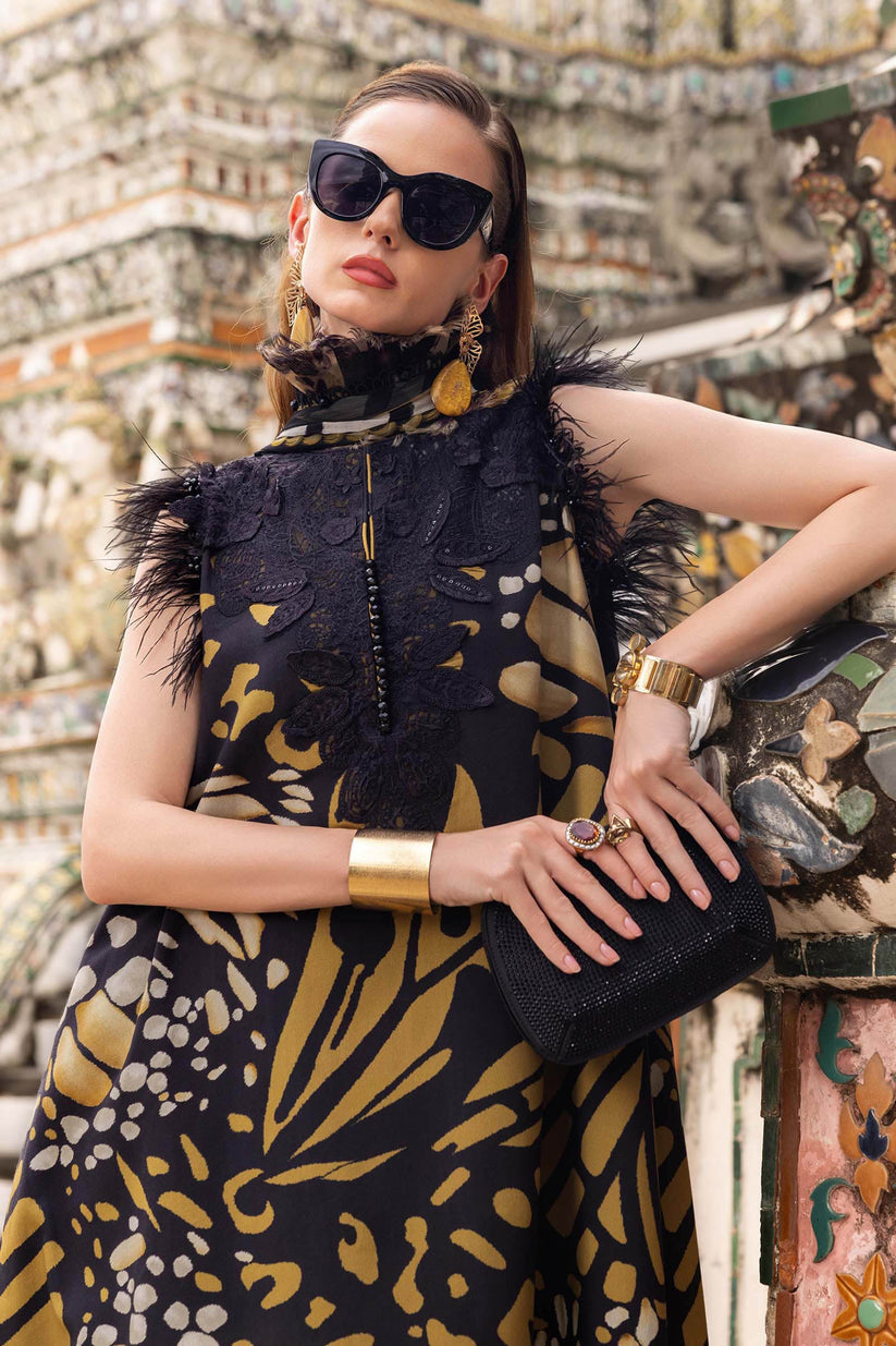 Maria B 3 Piece Unstitched Heavy Embroidered Lawn Replica Suit | MPT-2809-B