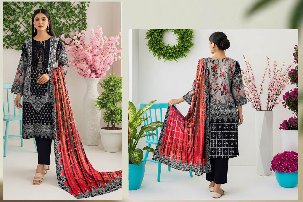 Tayyab Noor Embroidered Lawn 3-Piece Suit -Air jet Superior Lawn 001253