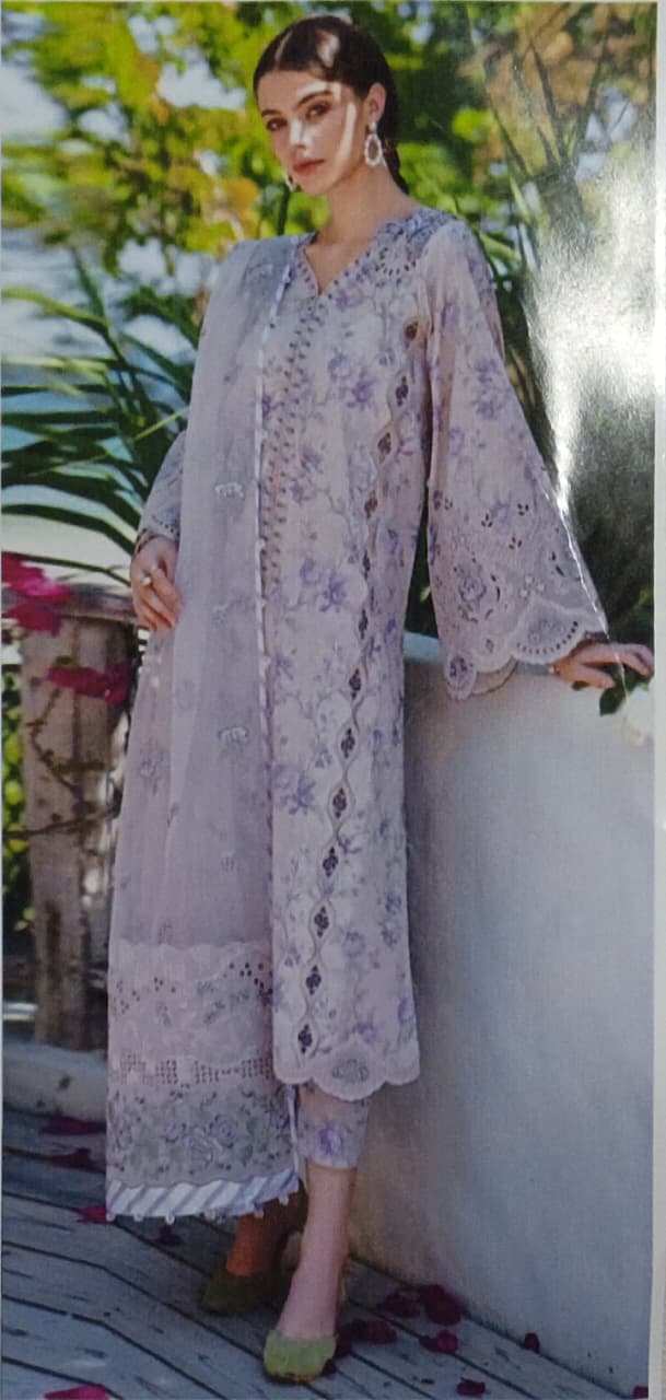 Baroque 3 Piece Unstitched Heavy Embroidered Lawn Replica Suit | UF-711