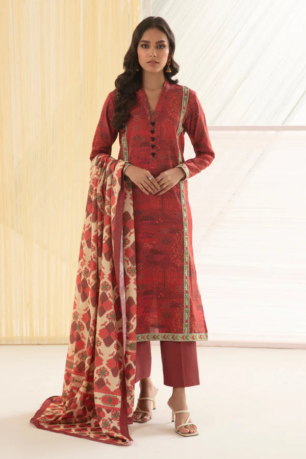 So kamal Stitched Khaddar Shirt Dupatta 2PC DPW-3436 Embroidered