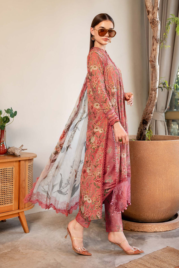 Maria B 3 Piece Unstitched Heavy Embroidered Lawn Replica Suit | MPT2513-A