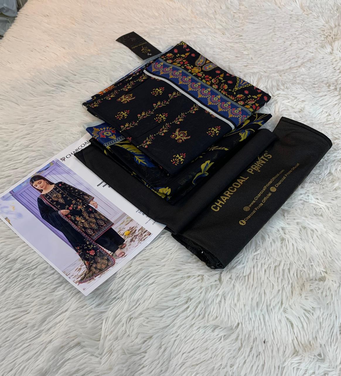 Charcoal Original Lawn 3PC Printed With Dyed Trouser 001901