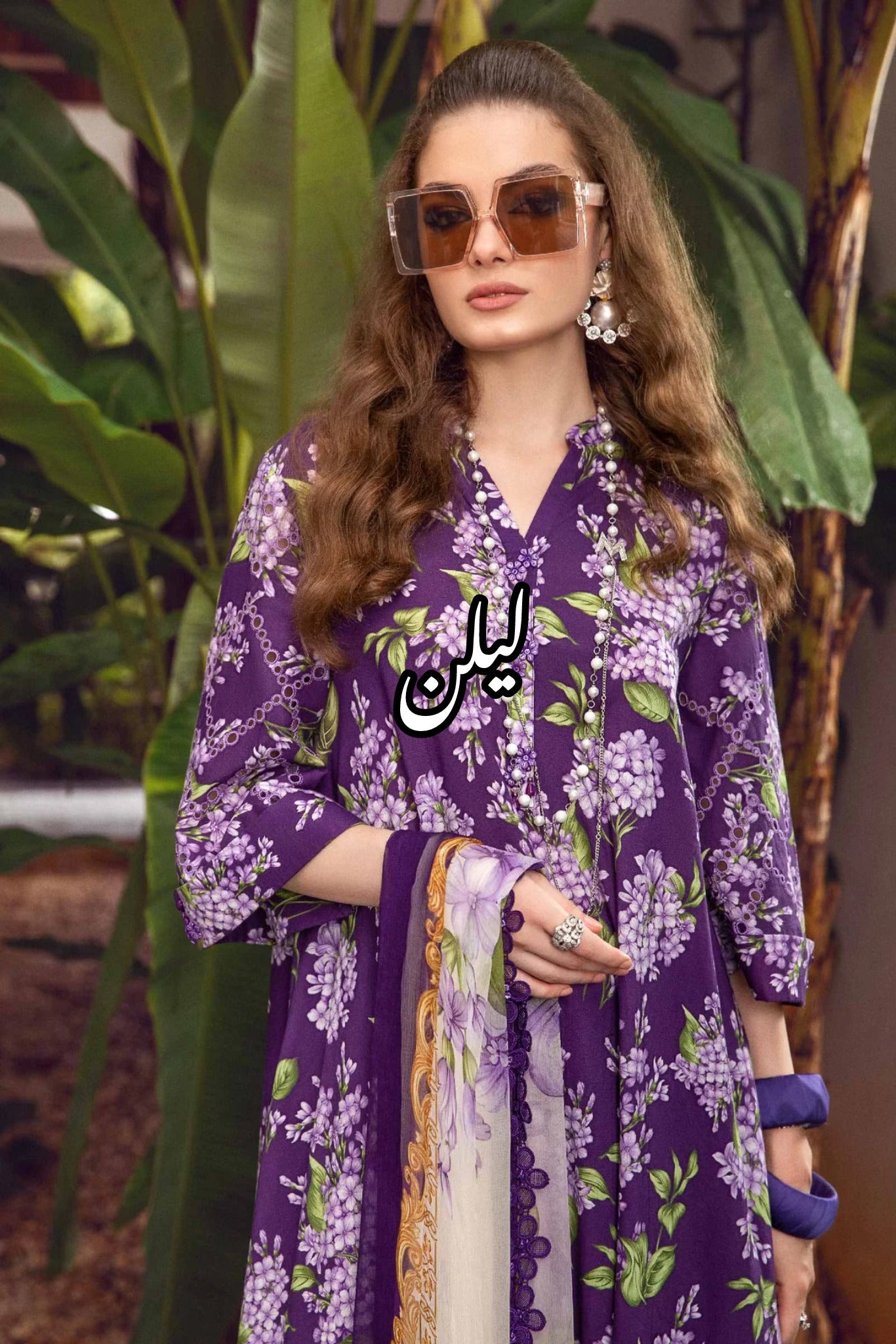 Maria B M Print Lelan Allover 3 pcs lelanhitpurple