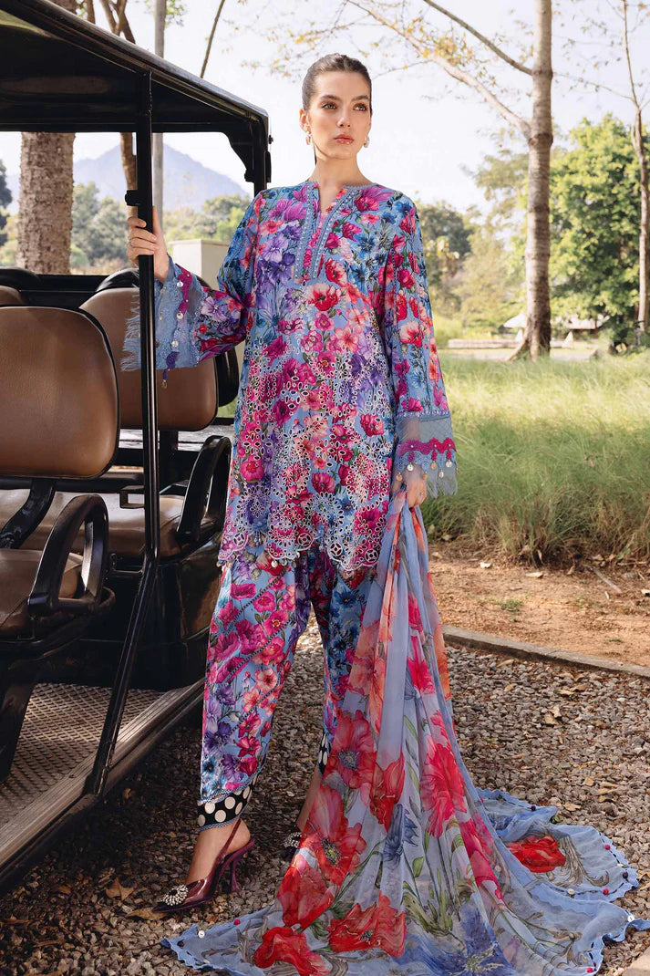 Maria B M.Print Unstitched Lawn Suit With Chiffon Dupatta 001538