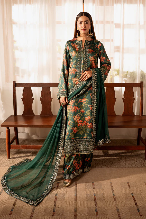 Maria B 3 Piece Unstitched Heavy Embroidered Lawn Replica Suit | MPT-2204-A