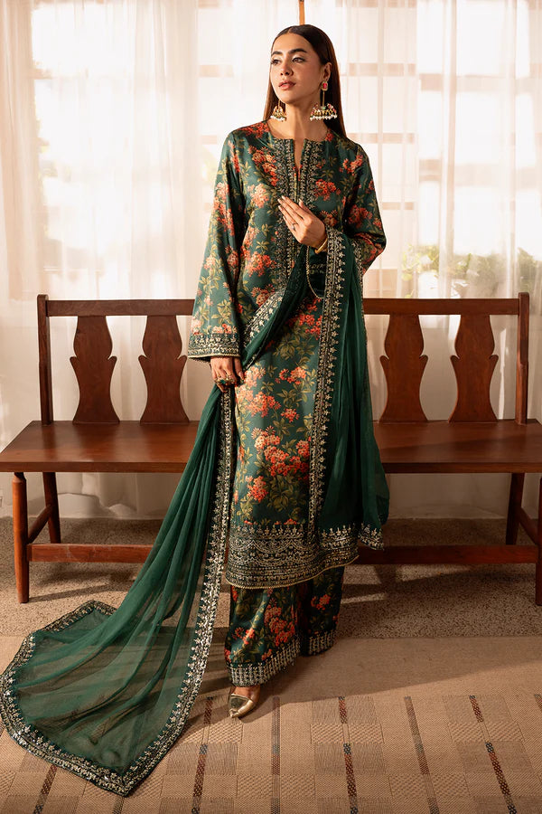 Maria B 3 Piece Unstitched Heavy Embroidered Lawn Replica Suit | MPT-2204-A