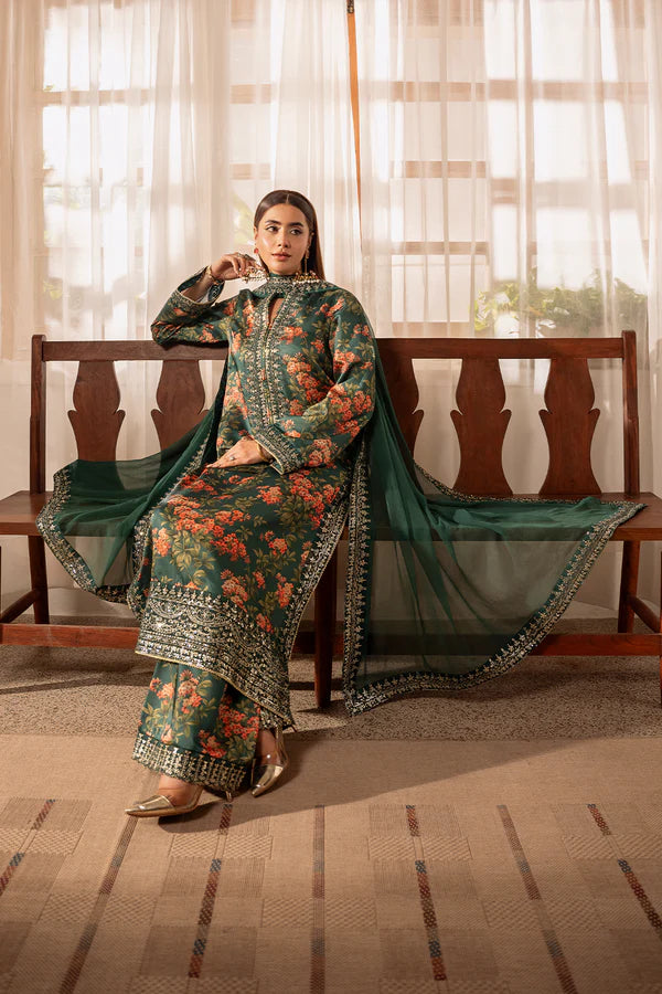 Maria B 3 Piece Unstitched Heavy Embroidered Lawn Replica Suit | MPT-2204-A