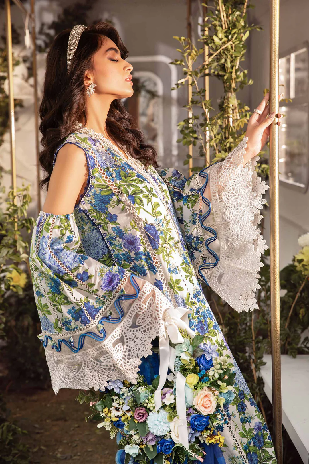 Maria B M.Print Unstitched Embroidered 3Pc MPT-2102-B
