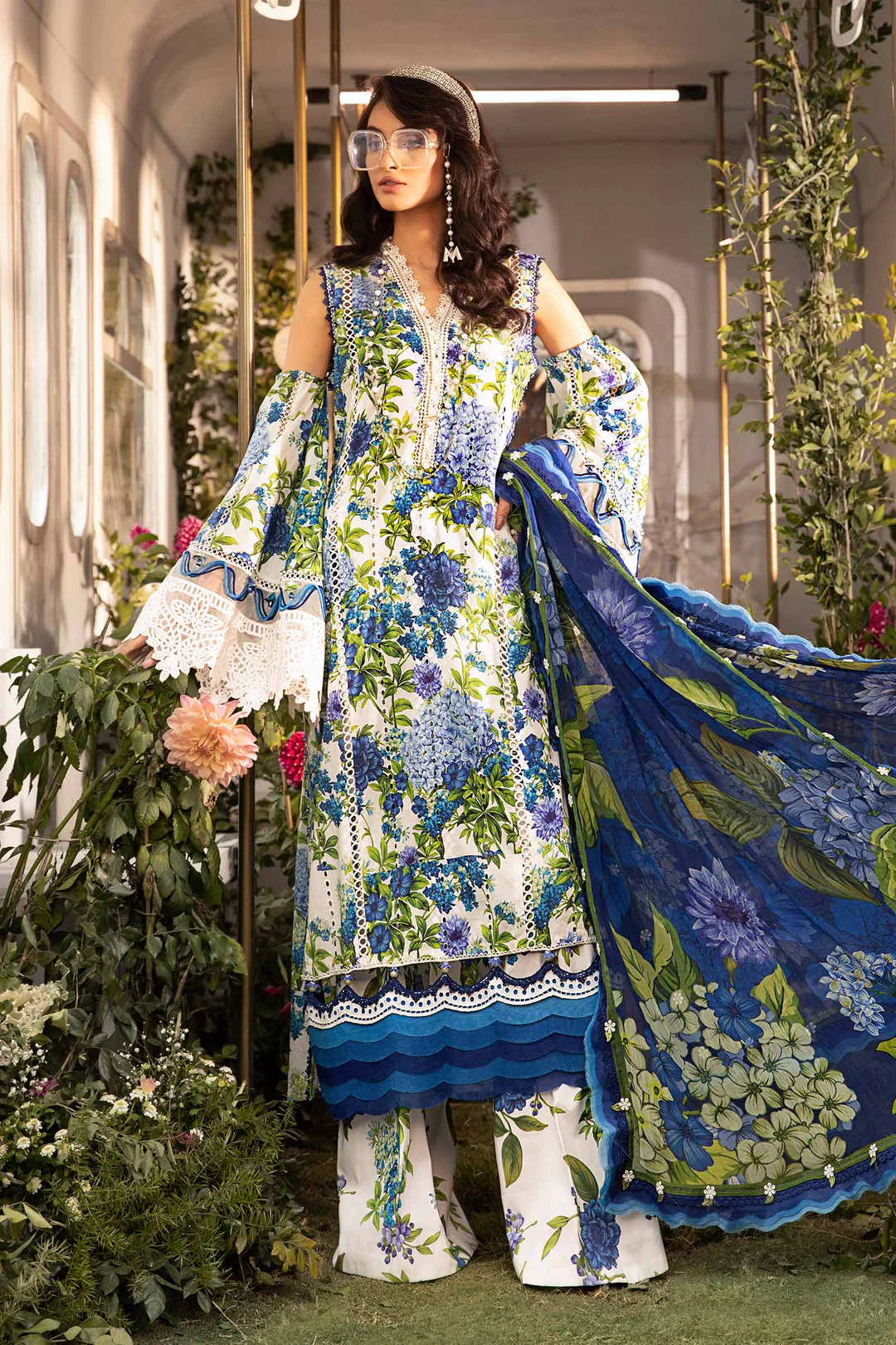 Maria B M.Print Unstitched Embroidered 3Pc MPT-2102-B