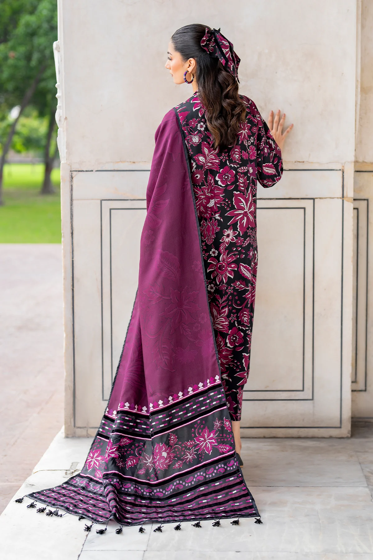 Maria B M Print Khaddar کھ ر Printed 3Pcs baroqueUF-732 purple