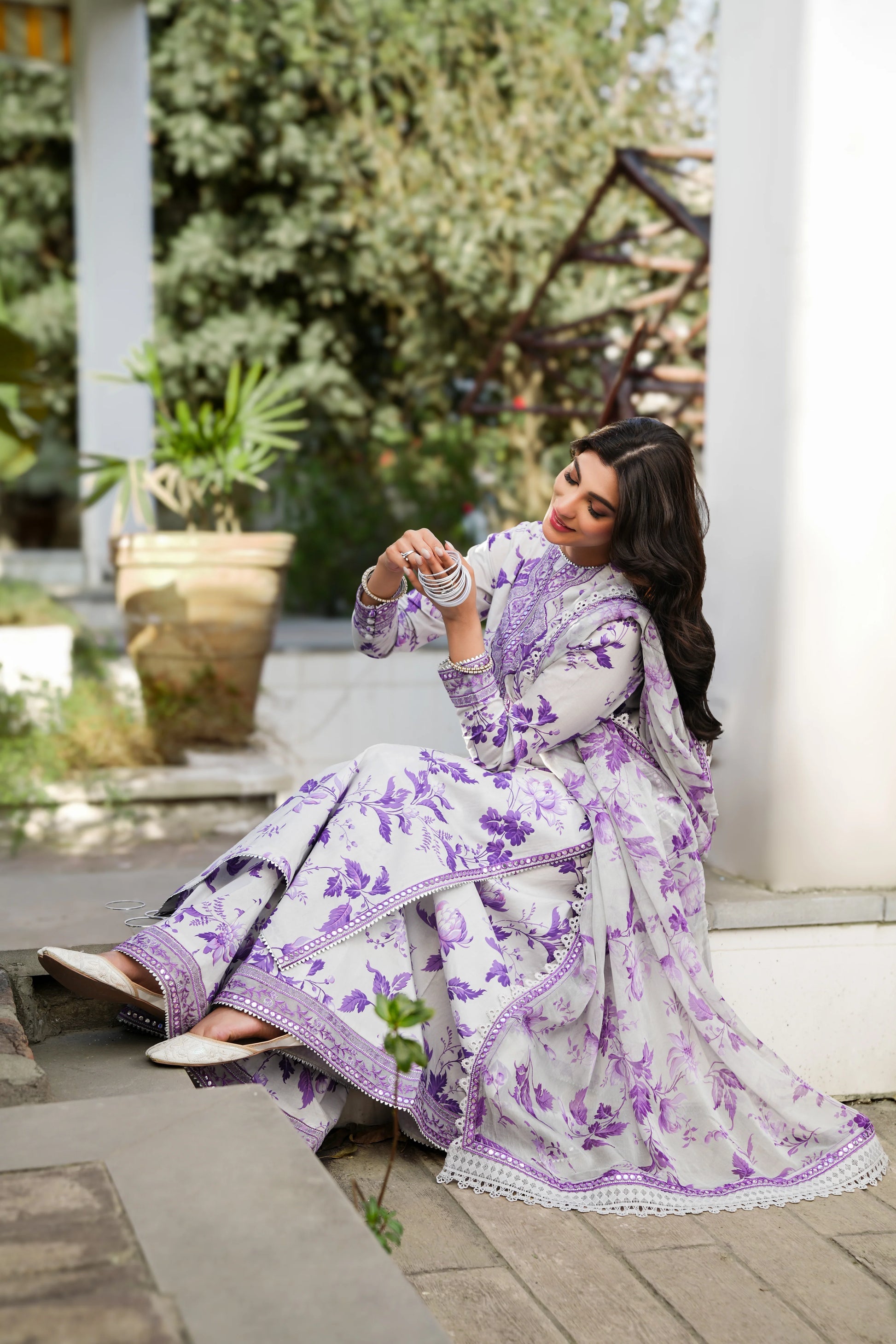 Aneela Hit Lailac Embroidered 3Pcs Suit | Aneela-Lailac