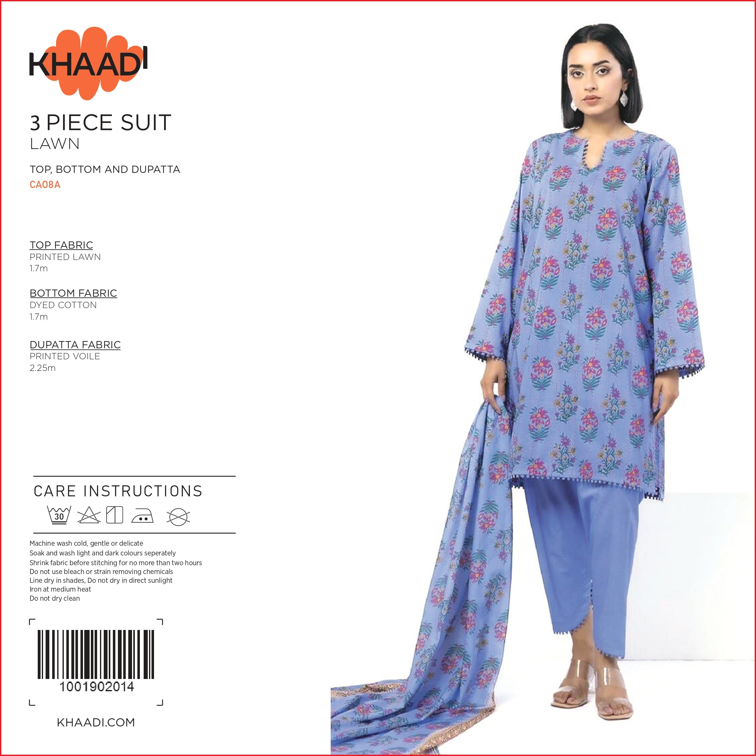 Khaadi Printed Lawn 3PC With Voil Dupatta 001767
