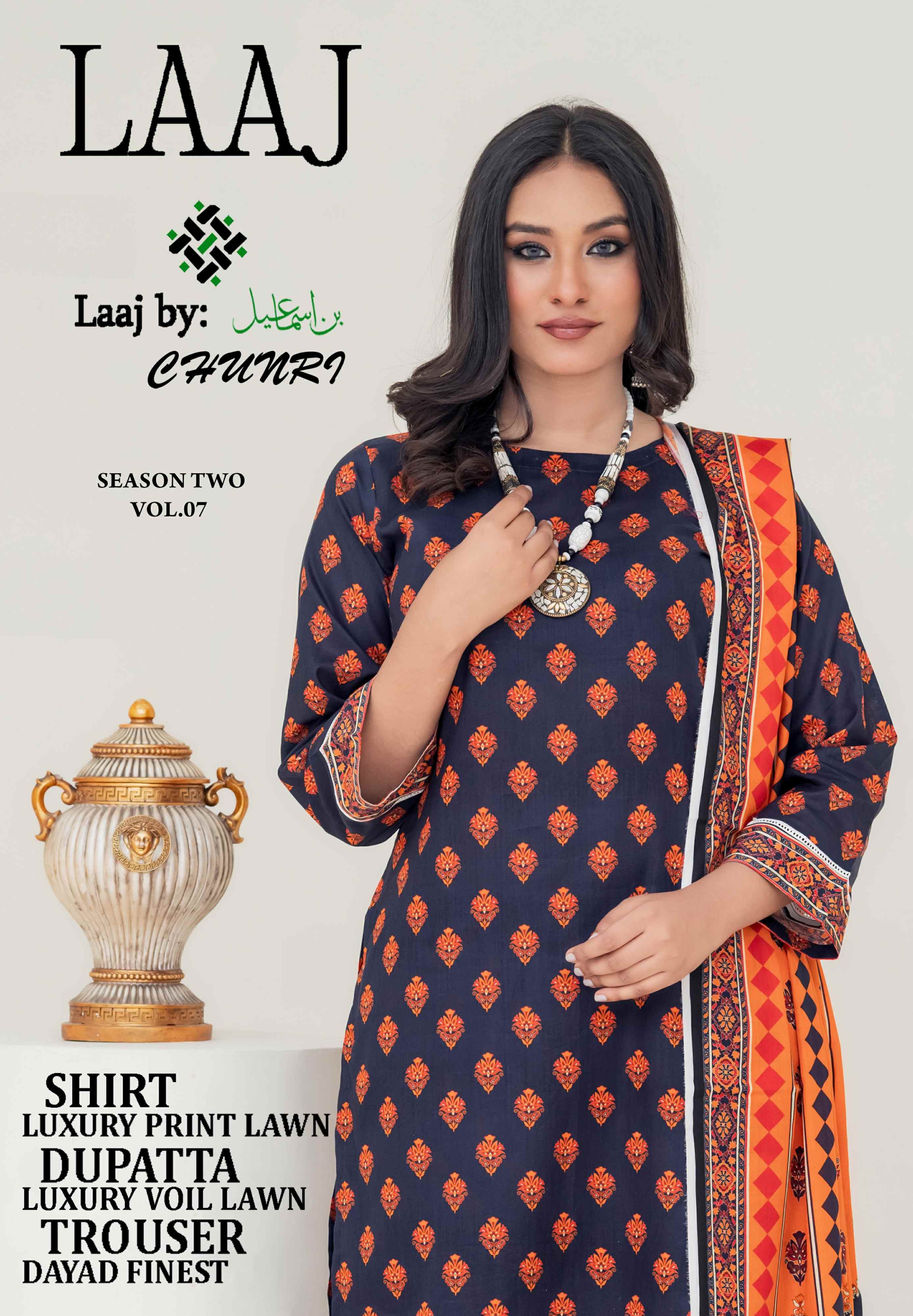 Wholesale Box Set of 10 Suit Laaj by BinIsmail Printed Allover 3Pcs