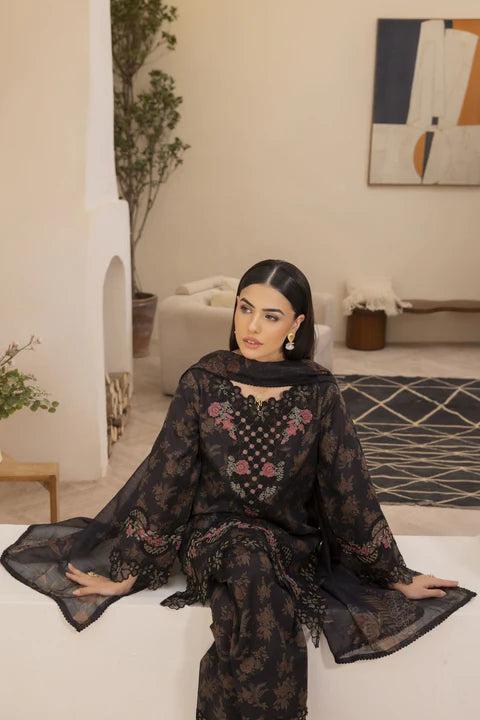 Maria B M.Print Unstitched Lawn Suit With Chiffon Dupatta 001539