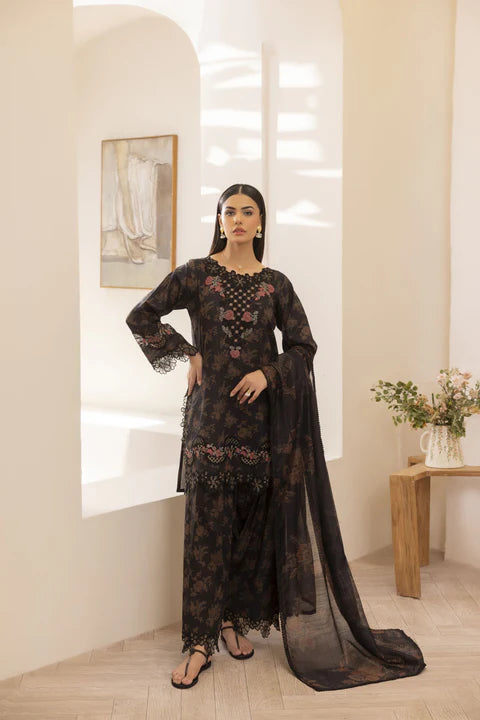 Maria B M.Print Unstitched Lawn Suit With Chiffon Dupatta 001539
