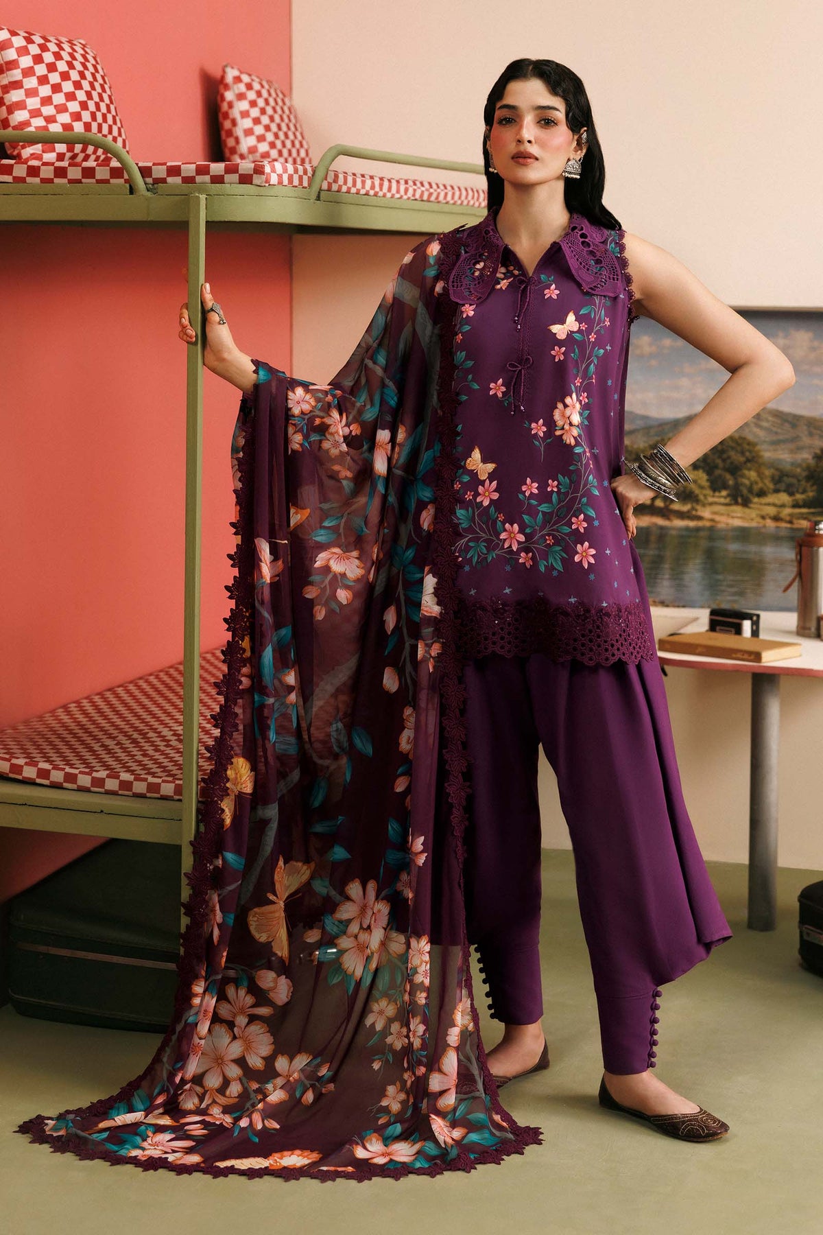 Agla Station By Maria B M.Basics Printed Khadder 3 Pcs Collection 002148