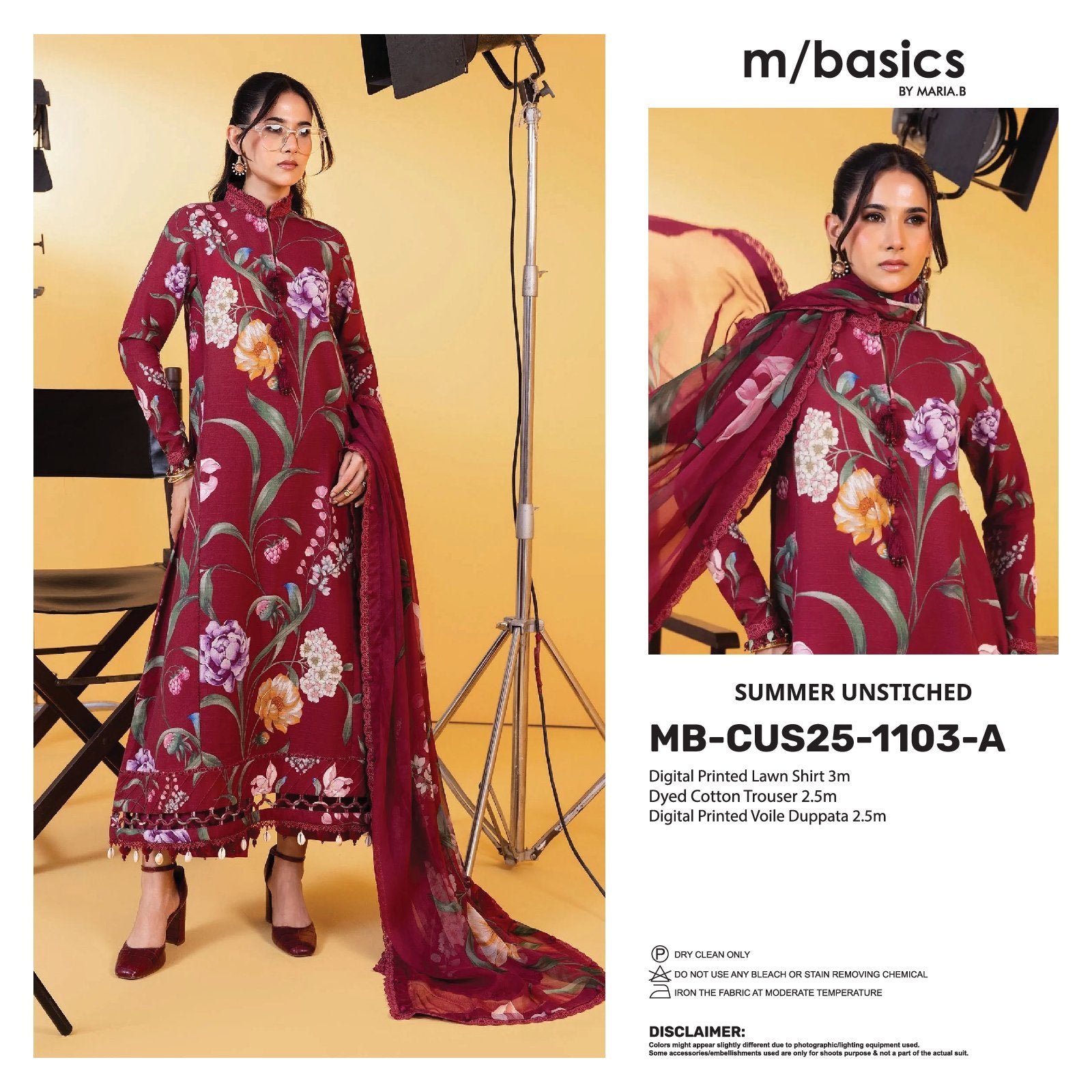 Maria B M.Basics Printed Lawn Unstitched 3pcs Suit 1103-A