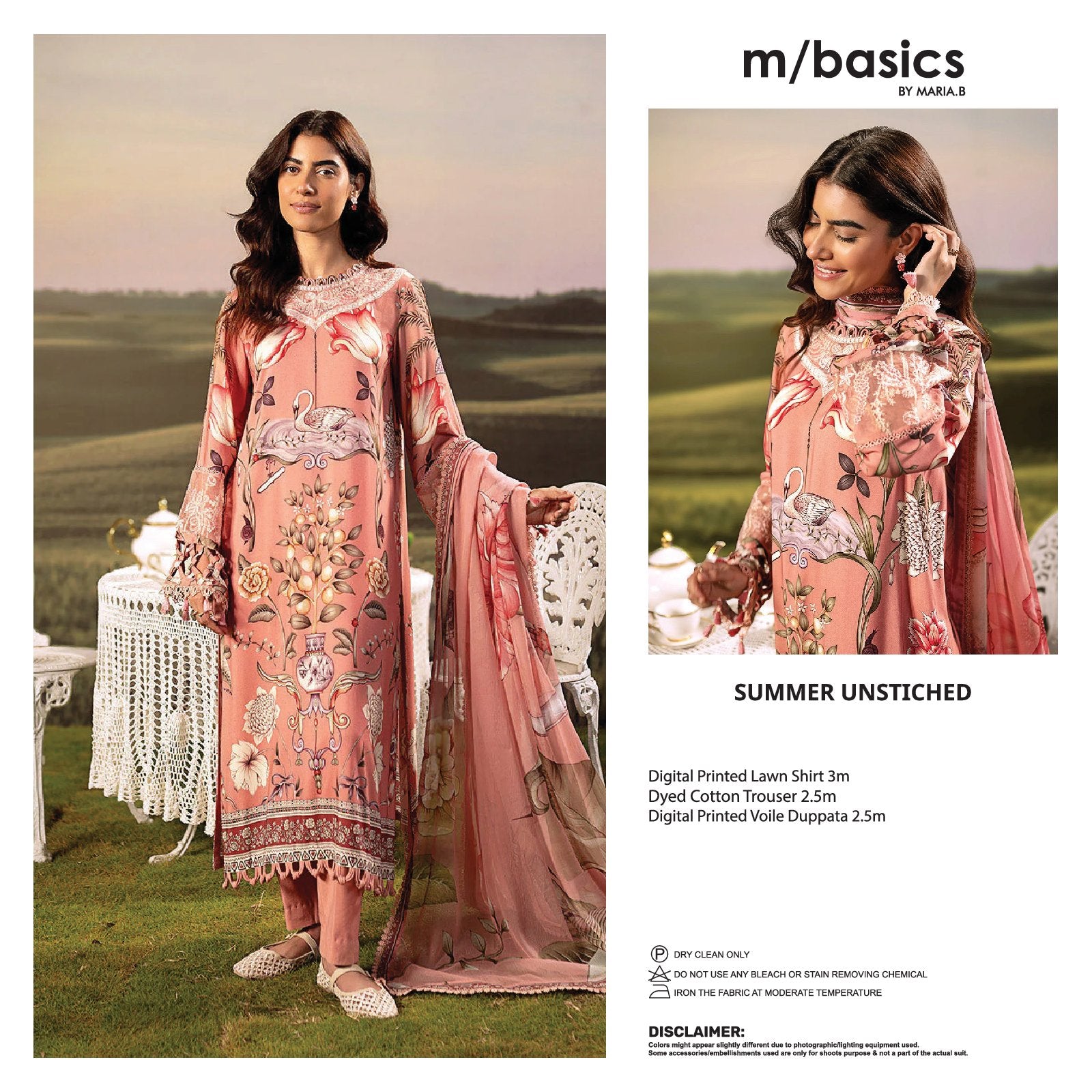 Maria B M.Basics Printed Lawn Unstitched 3pcs Suit 1102-B