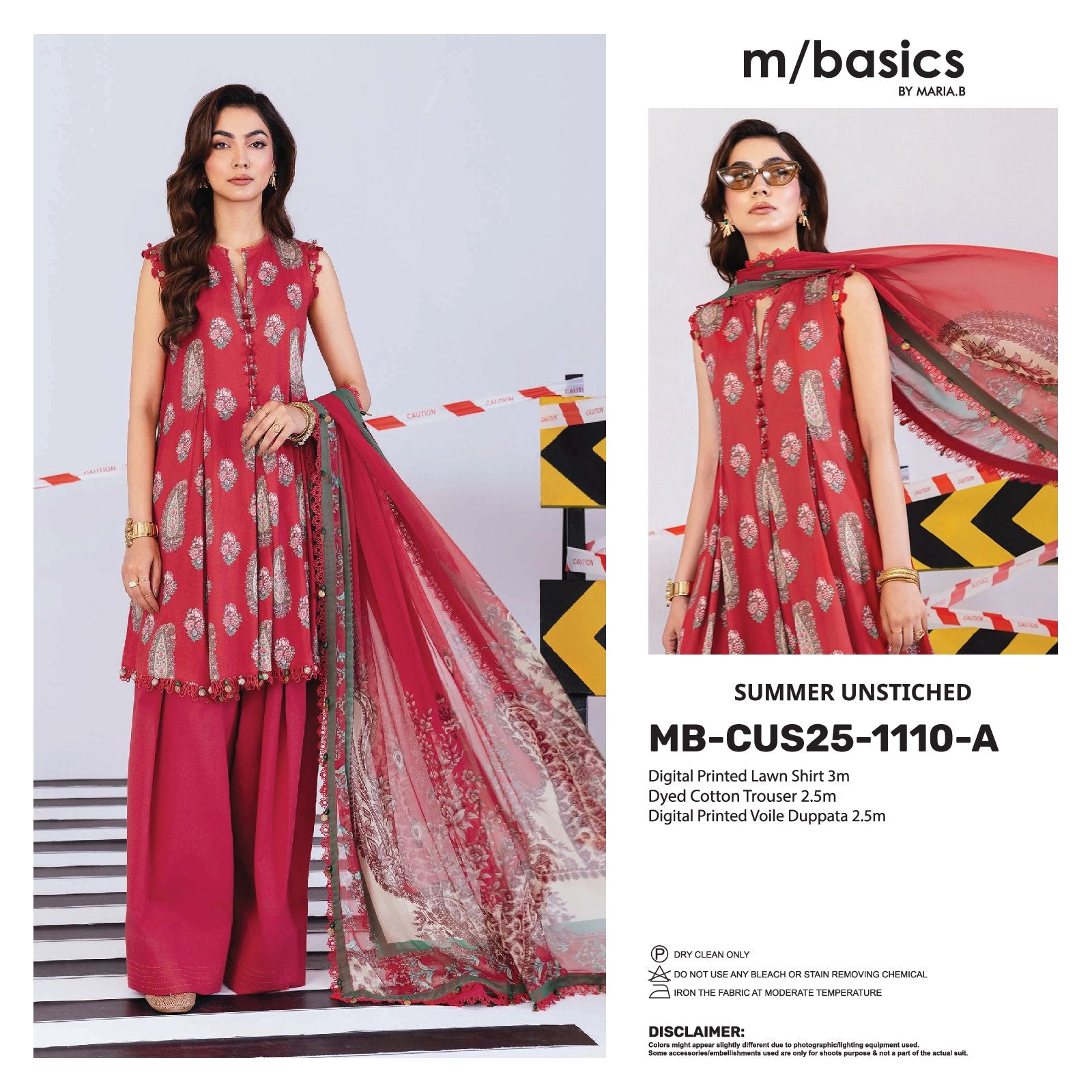 Maria B M.Basics Printed Lawn Unstitched 3pcs Suit 1110-A