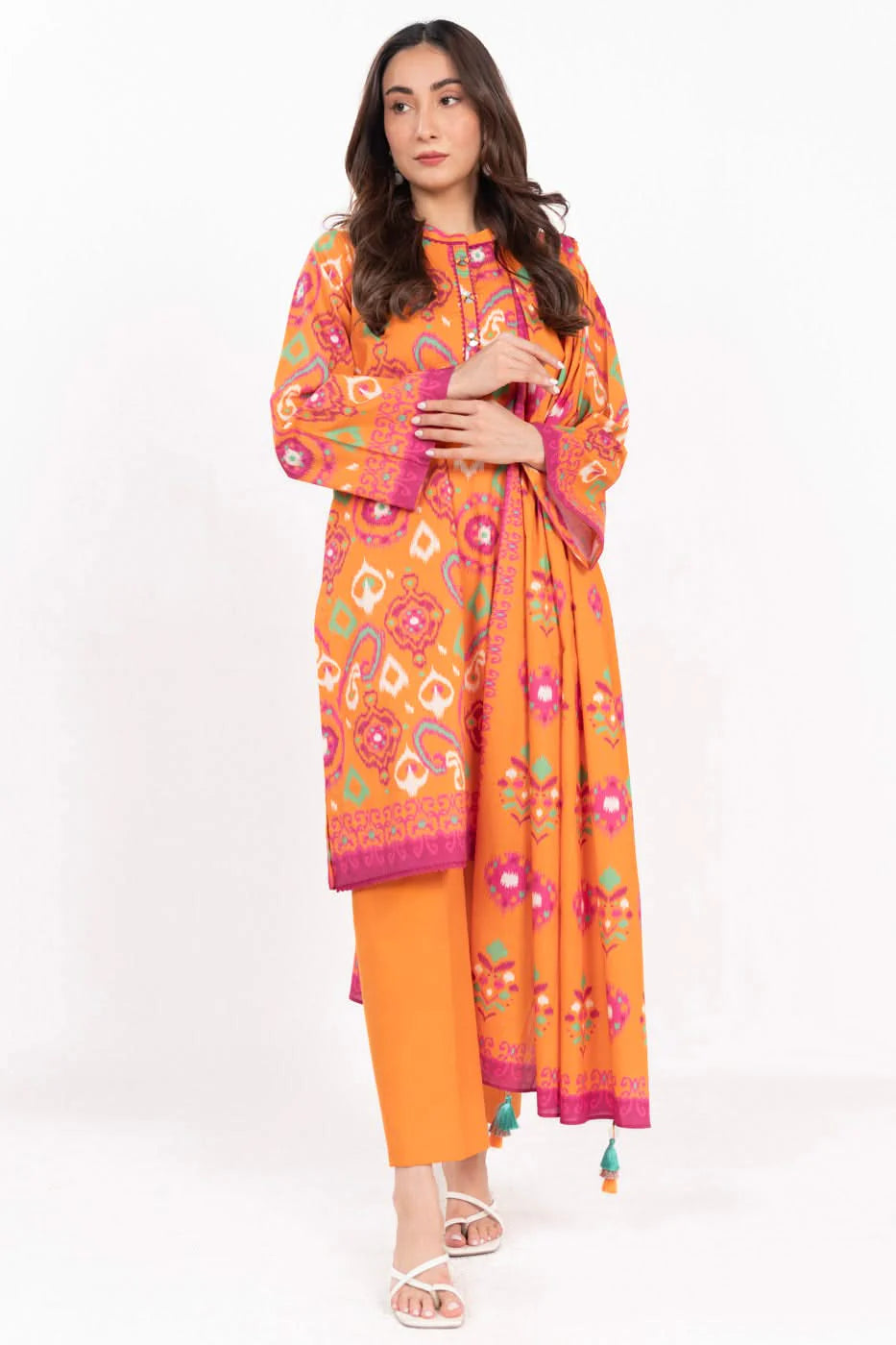 Alkaram Lawn Shirt Dupatta – 2PC SS-34-25-1-ORANGE