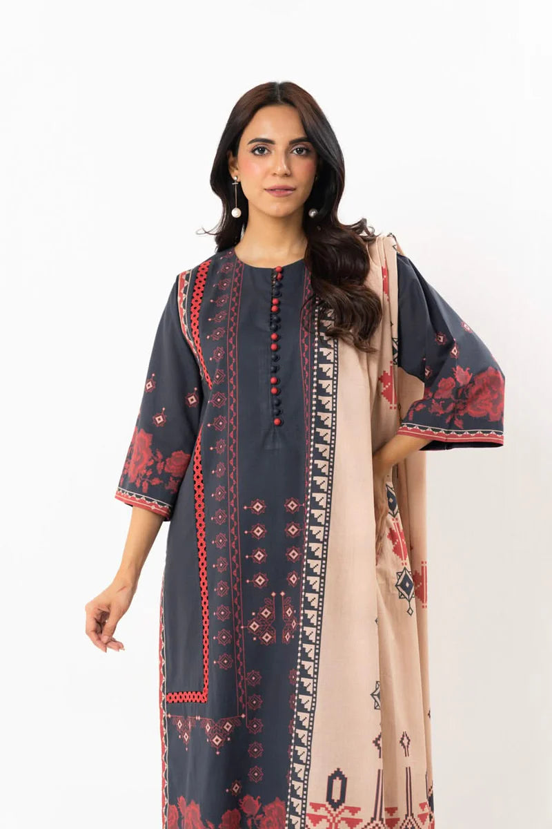 Alkaram Lawn Shirt Dupatta – 2PC SS-66-25-2-Black