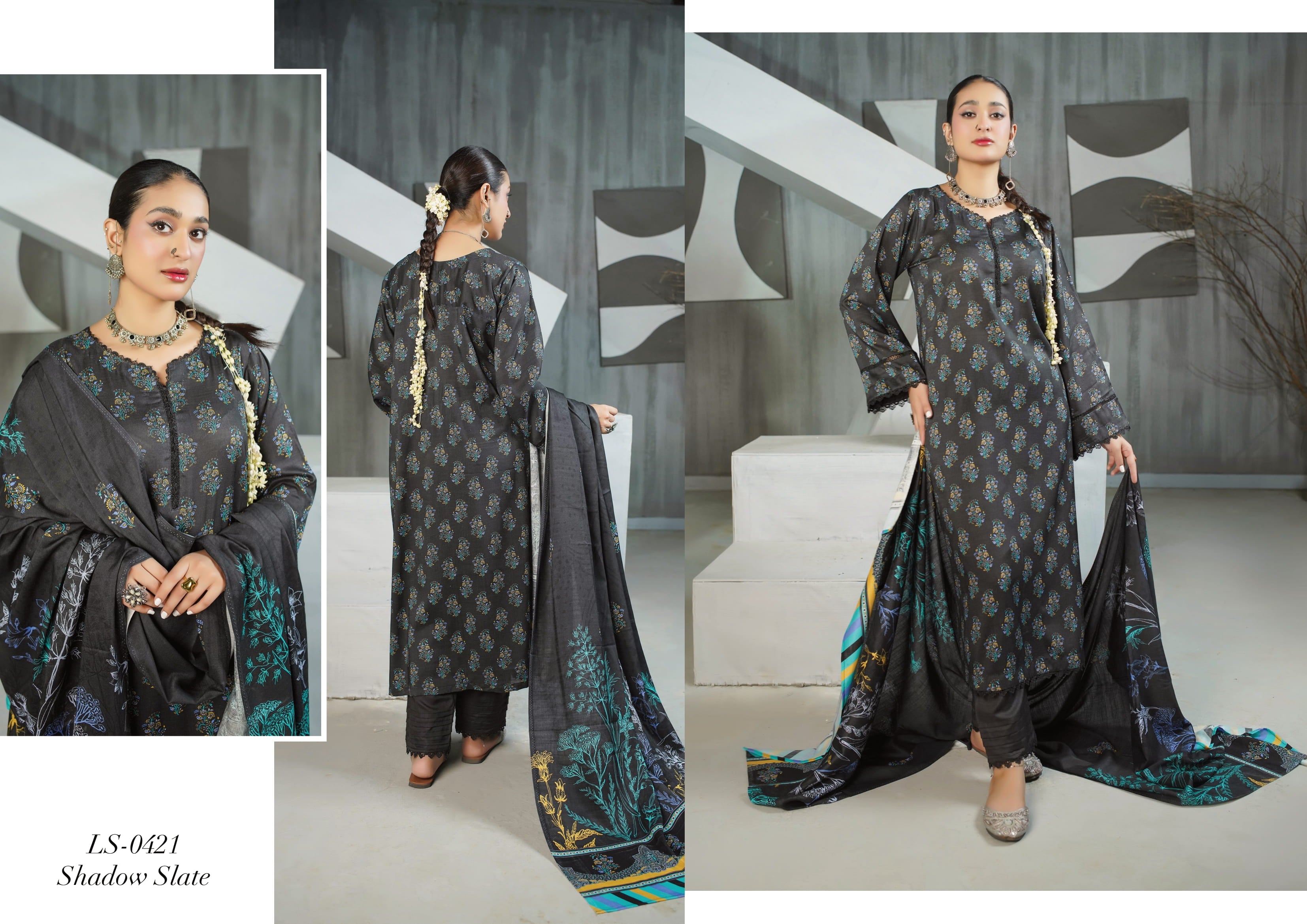 Lala Original Lelan 3-Piece Winter Unstitched Suit Winter Collection LS-0421