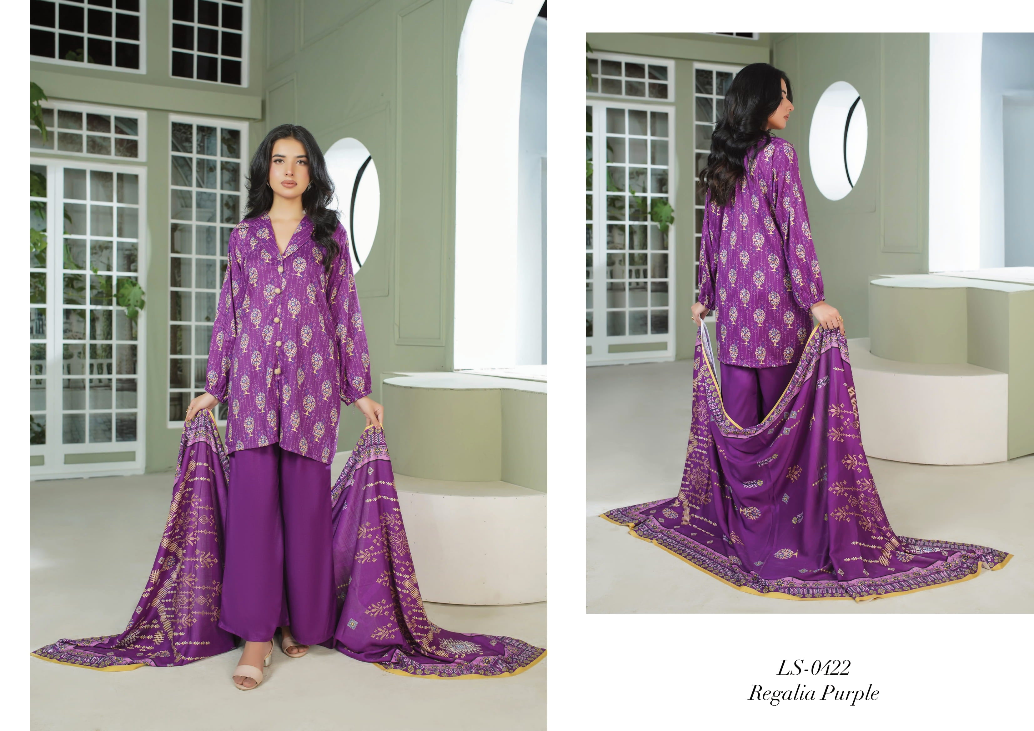 Lala Original Lelan 3-Piece Winter Unstitched Suit Winter Collection LS-0422