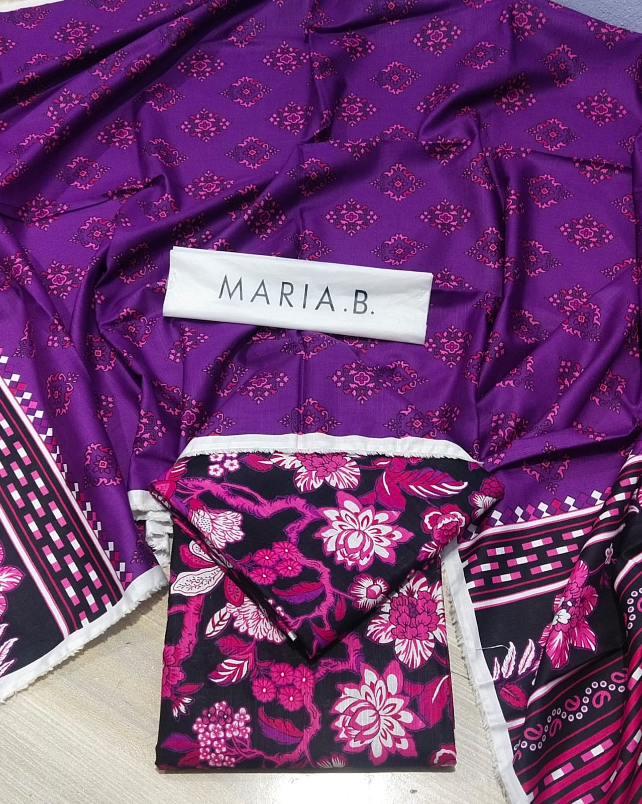 Maria B M Print Khaddar کھ ر Printed 3Pcs baroqueUF-732 purple