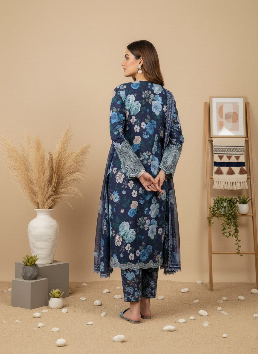 Baroque Farasha  Heavy EMBROIDERED Unstitched Lawn 3 Pcs D-13