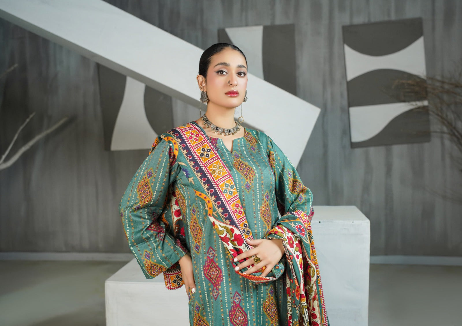 Lala Original Lelan 3-Piece Winter Unstitched Suit Winter Collection LS-0425