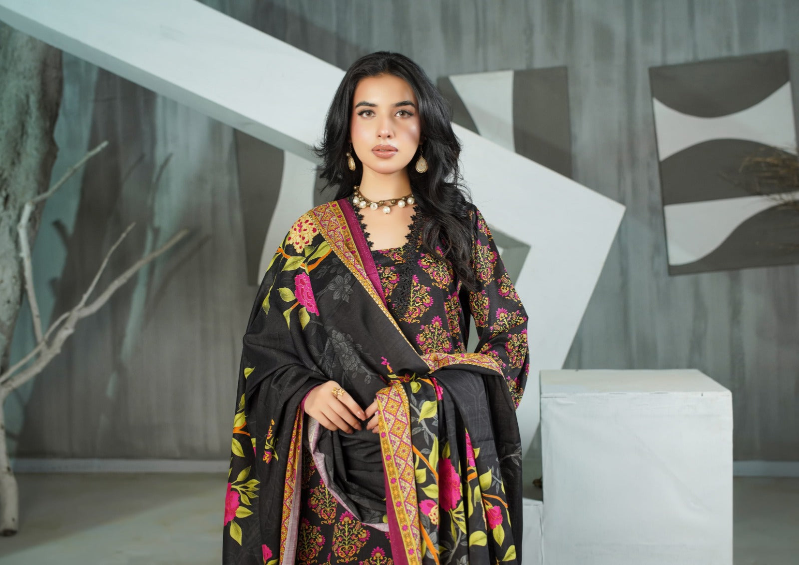 Lala Original Lelan 3-Piece Winter Unstitched Suit Winter Collection LS-0424