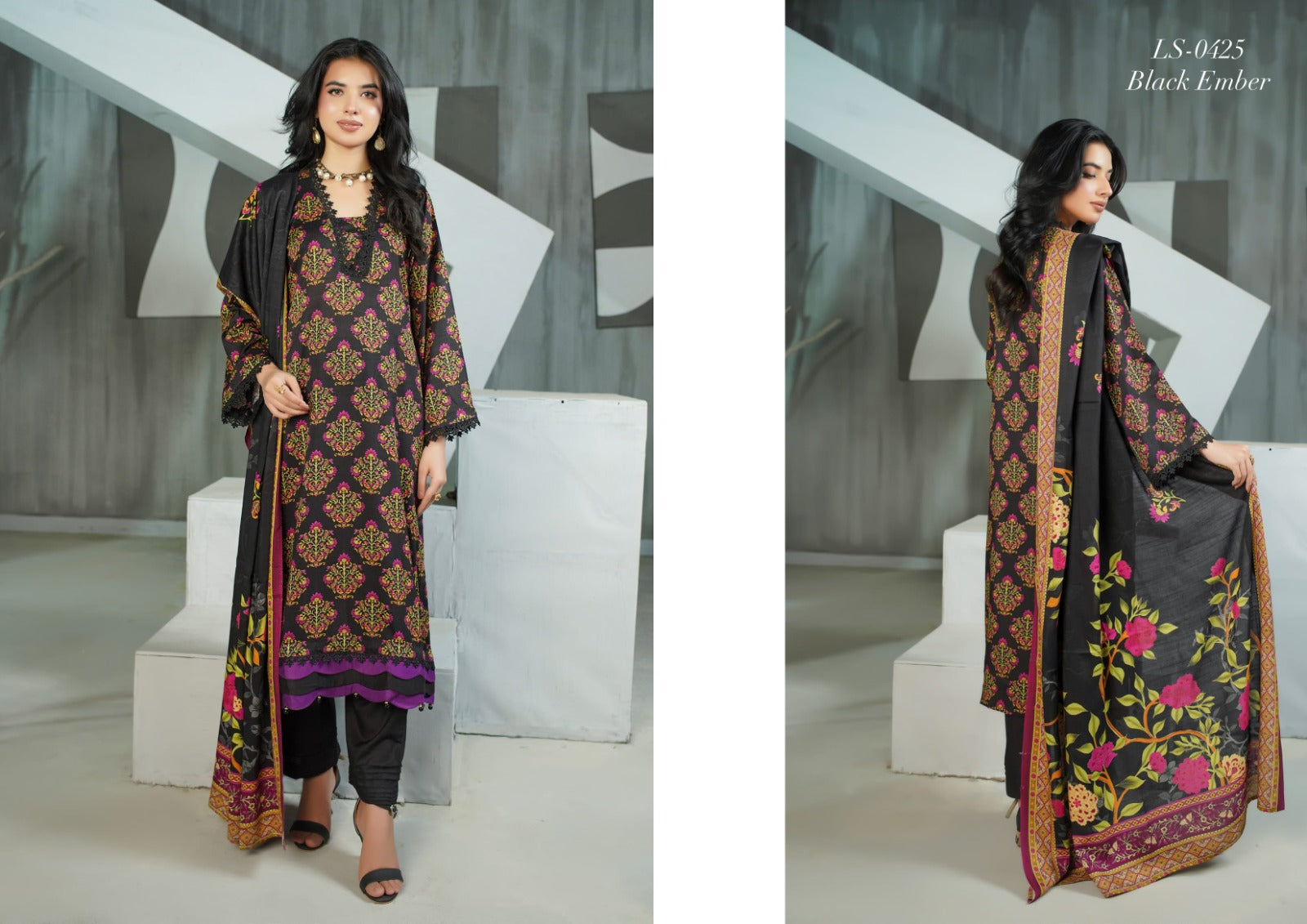 Lala Original Lelan 3-Piece Winter Unstitched Suit Winter Collection LS-0424