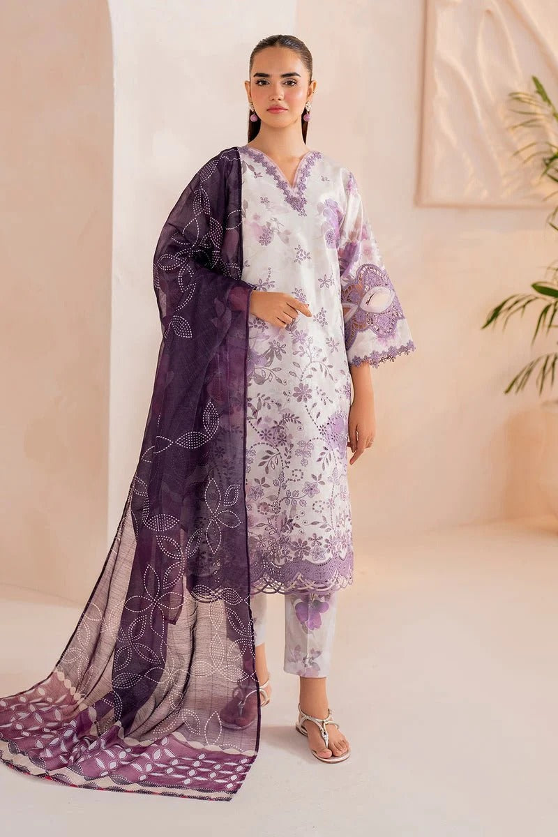 Baroque 3 Piece Unstitched Heavy Embroidered Lawn Replica Suit | UF-713
