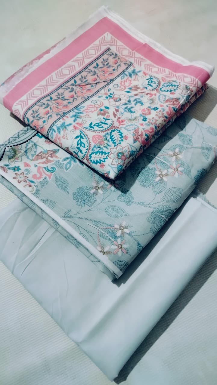 Original Lawn Printed 3Pcs Shirt Trouser Dupatta Mix Brands 001141