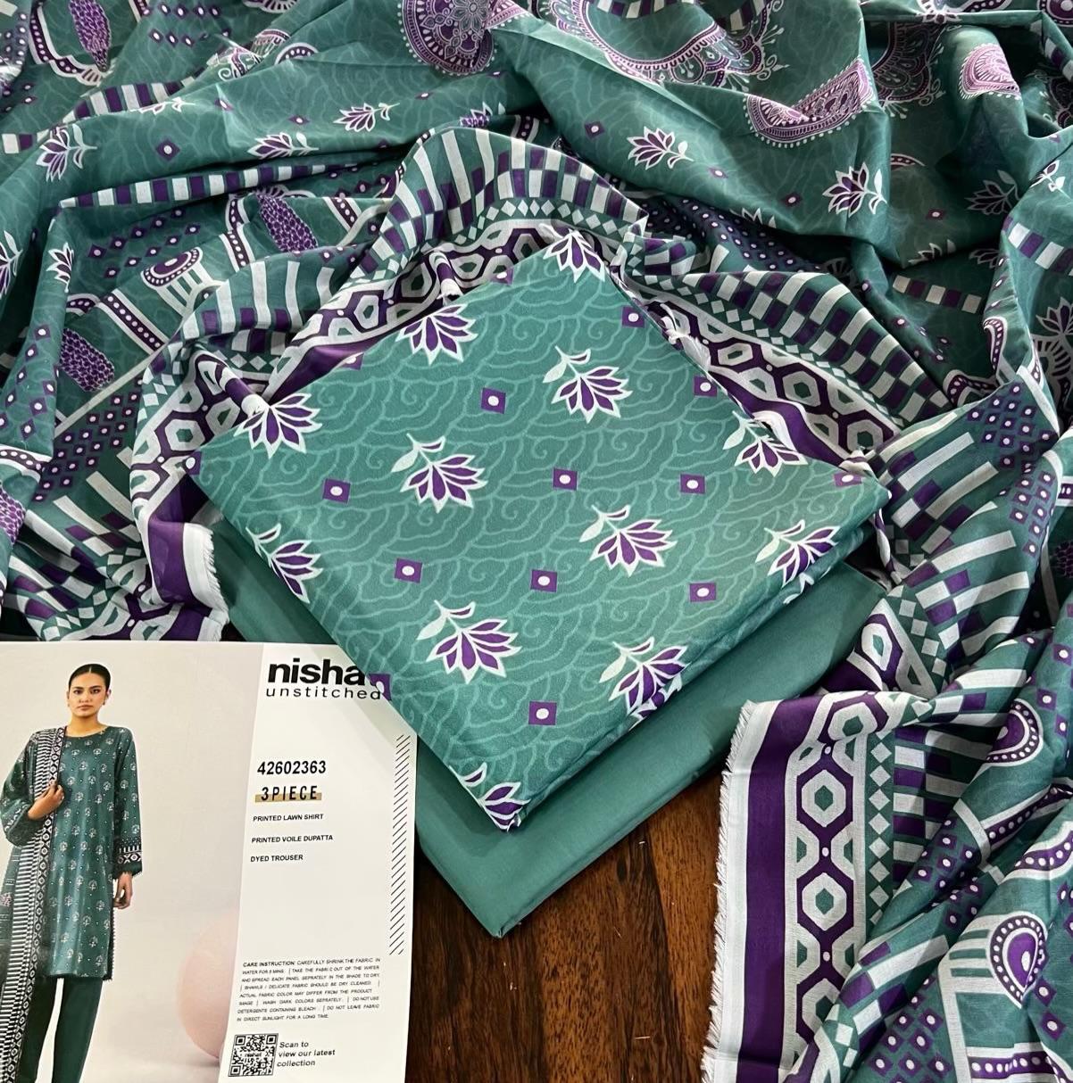 Nishat Digital Printed Lawn 3PC Unstitched Suit 001807