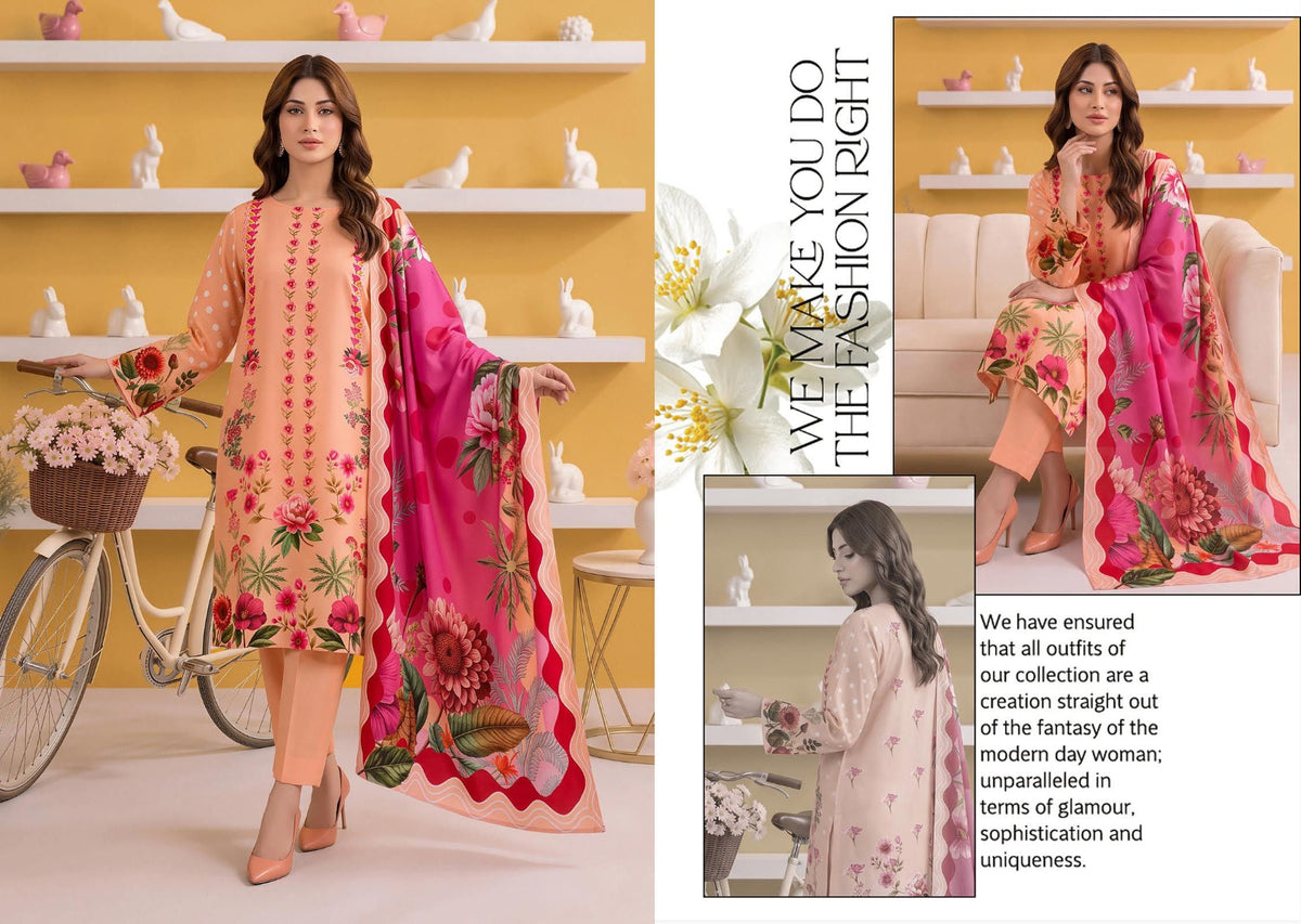 Gul-E-Sahar By Khushi Digital Printed Viscose karandi 3pcs 001965