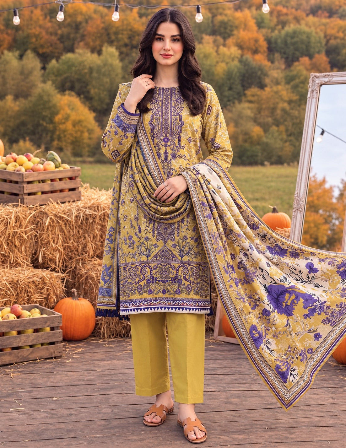 Tayyaba Noor Premium Lelan 3Pcs Digital Printed Unstitched Suit 002022