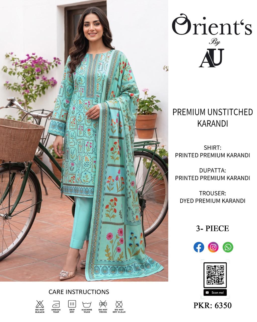 Au By Orient Premium Karandi Unstitched 3 pcs Suit 002044