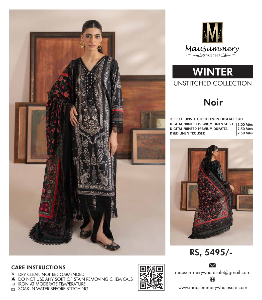 Musammary Linen Digital Suit | 3-Piece Unstitched Winter Suit 000725