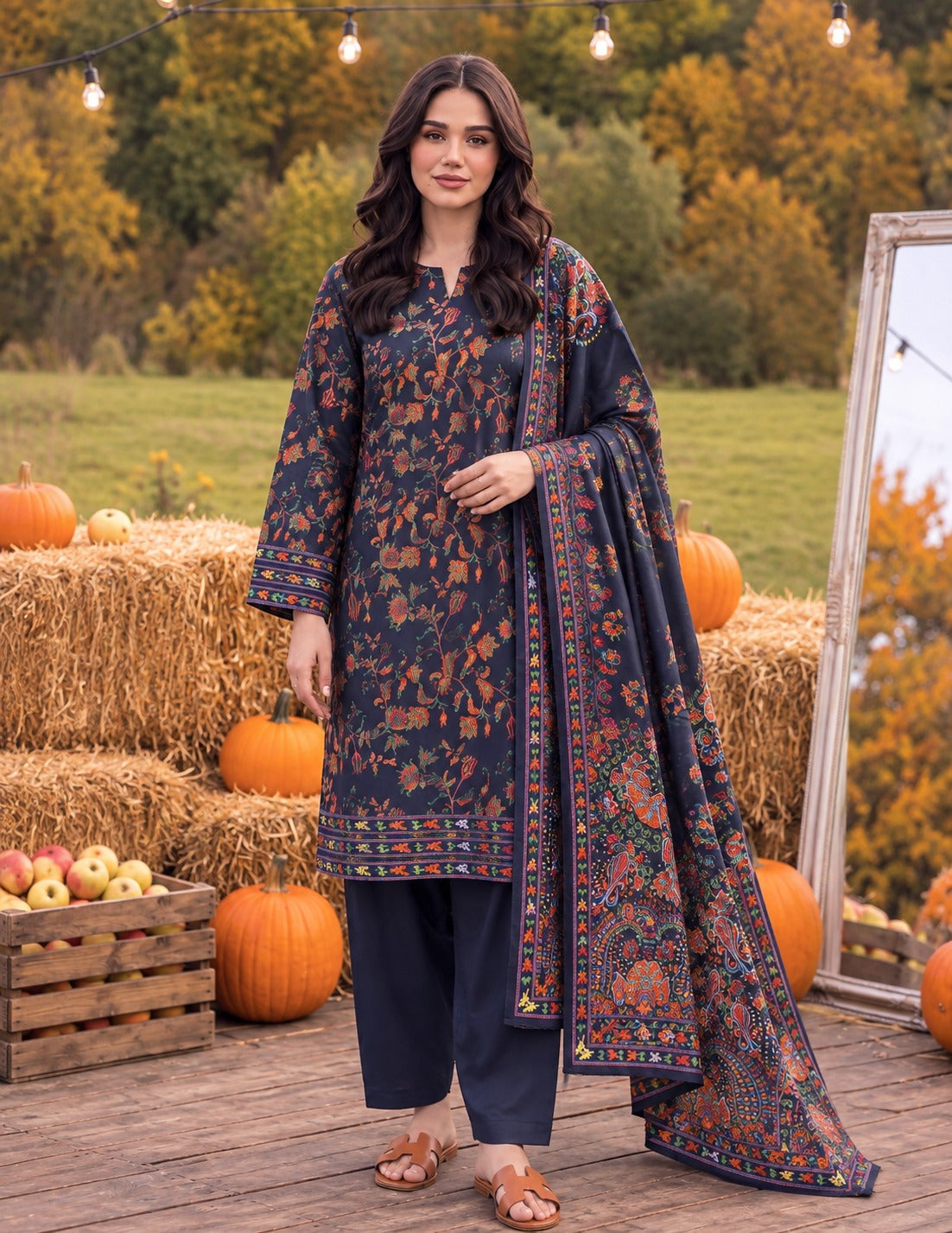 Tayyaba Noor Premium Lelan 3Pcs Digital Printed Unstitched Suit 002033