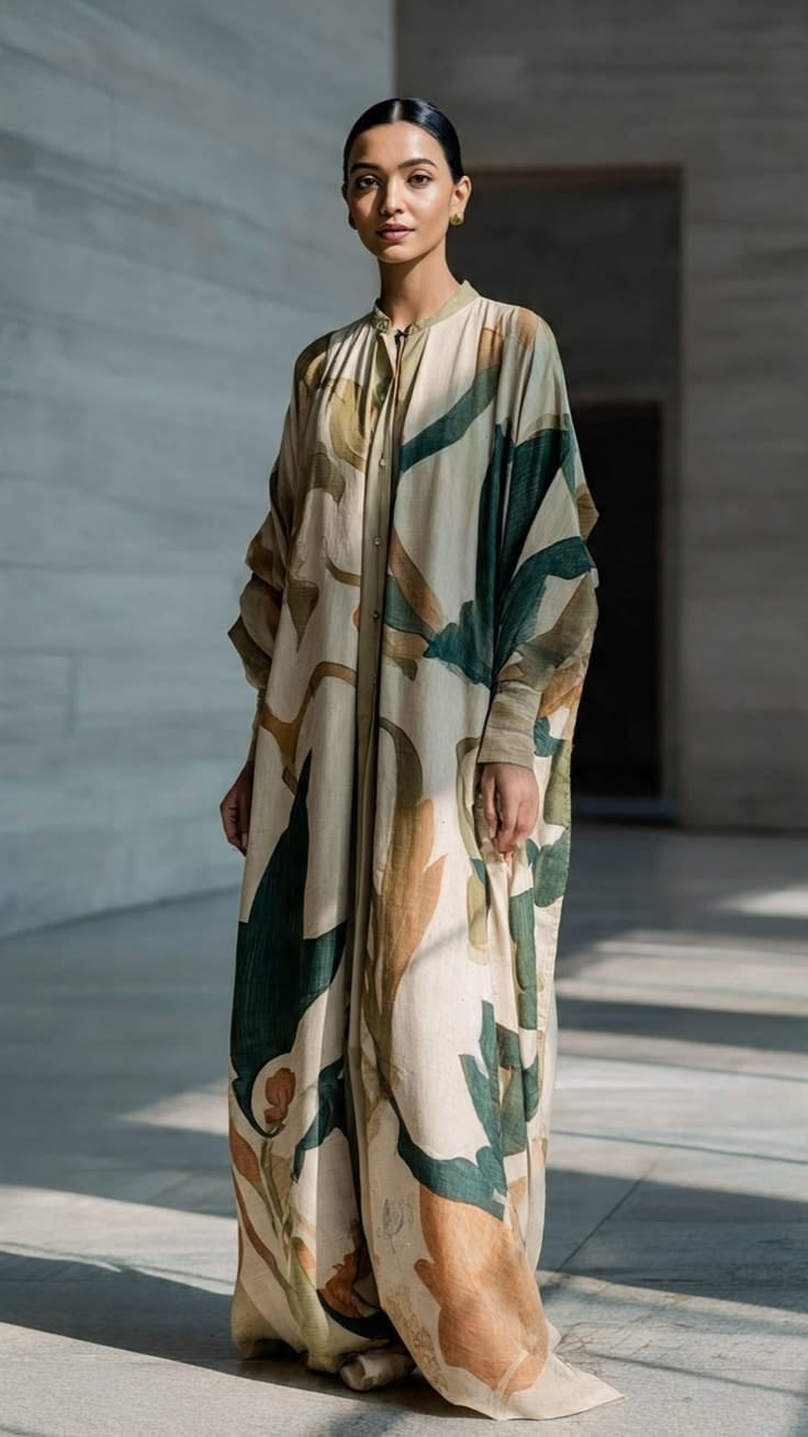 Grip Silk Printed Kaftan 2Pcs Shirt Trouser Unsticthed