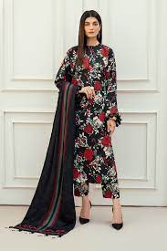 Baroque Printed Chiffon Dupatta 3pc Flower Designs SF-4011-BLK