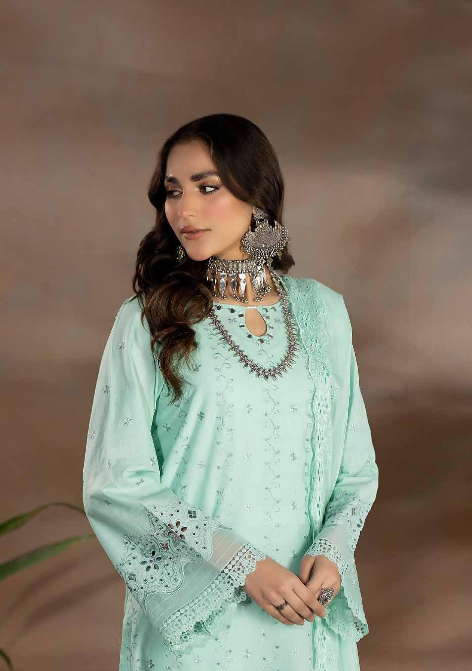 Chikankari shiffli Embroriderd lawn collection with embroidered chiffon dupatta