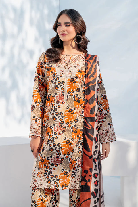 Baroque EMBROIDERED Unstitched Lawn 3 Pcs UF-4039 VSLKBrwn