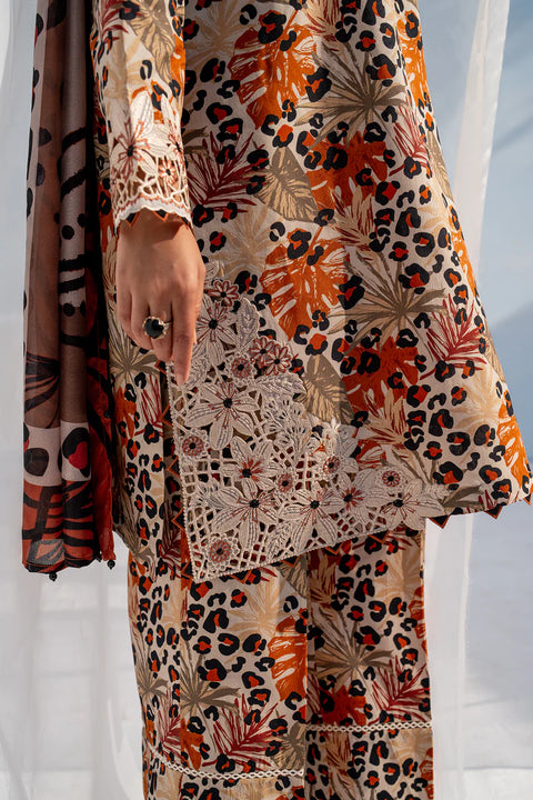 Baroque EMBROIDERED Unstitched Lawn 3 Pcs UF-4039 VSLKBrwn