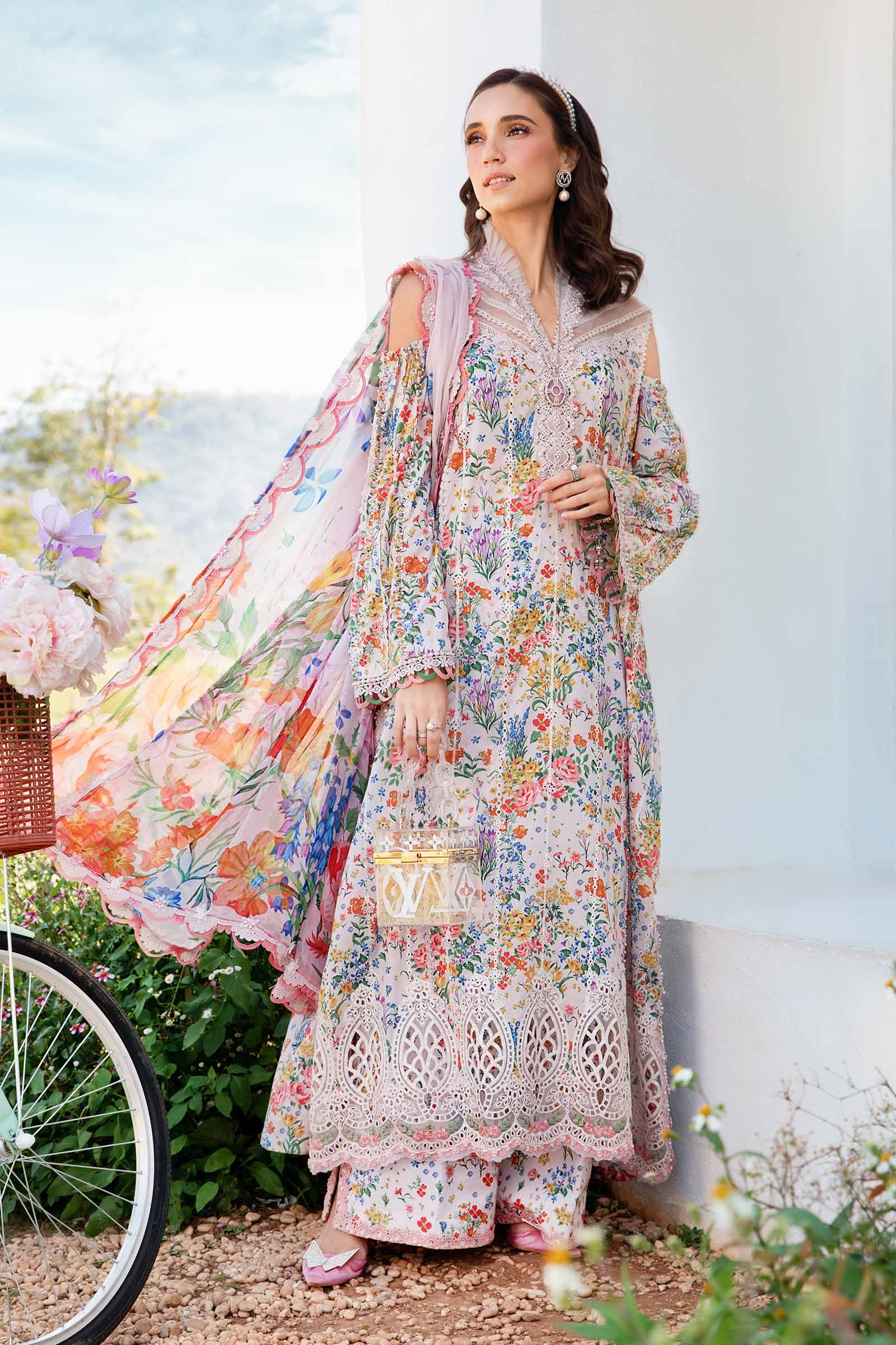 Maria B M.Print Unstitched 3Pc Suit Basic MPT-2507-A