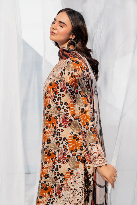 Baroque EMBROIDERED Unstitched Lawn 3 Pcs UF-4039 VSLKBrwn