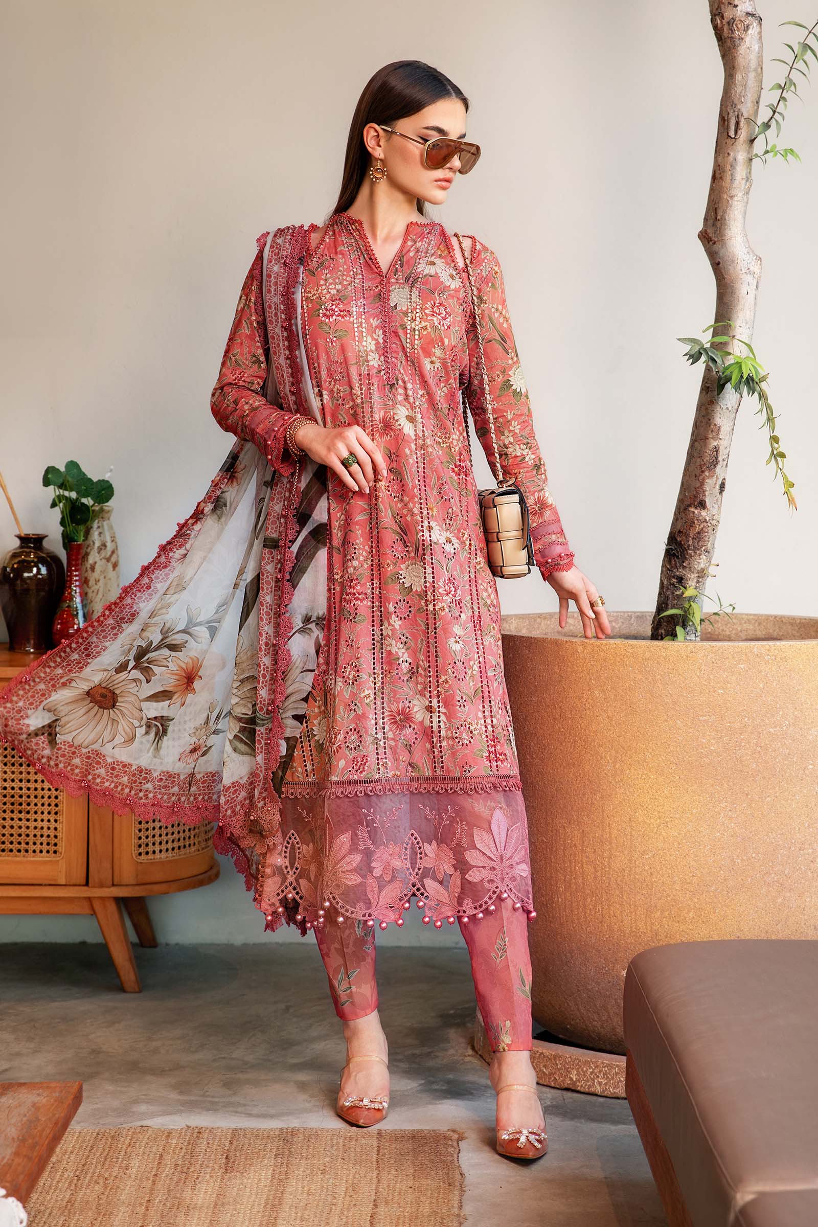 Maria B M.Print Unstitched 3Pc Suit Basic MPT-2508-A