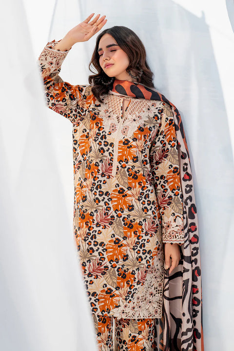 Baroque EMBROIDERED Unstitched Lawn 3 Pcs UF-4039 VSLKBrwn